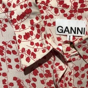 Ganni Ala Fleur de Lis Crepe Blouse